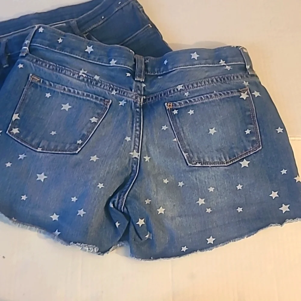 Short Shorts 2 pair lot stretch blue jean size 14 star print cuff dark wash